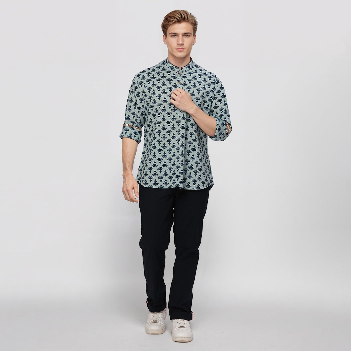 Raymond Ethnix Mens Medium Blue Short Kurta