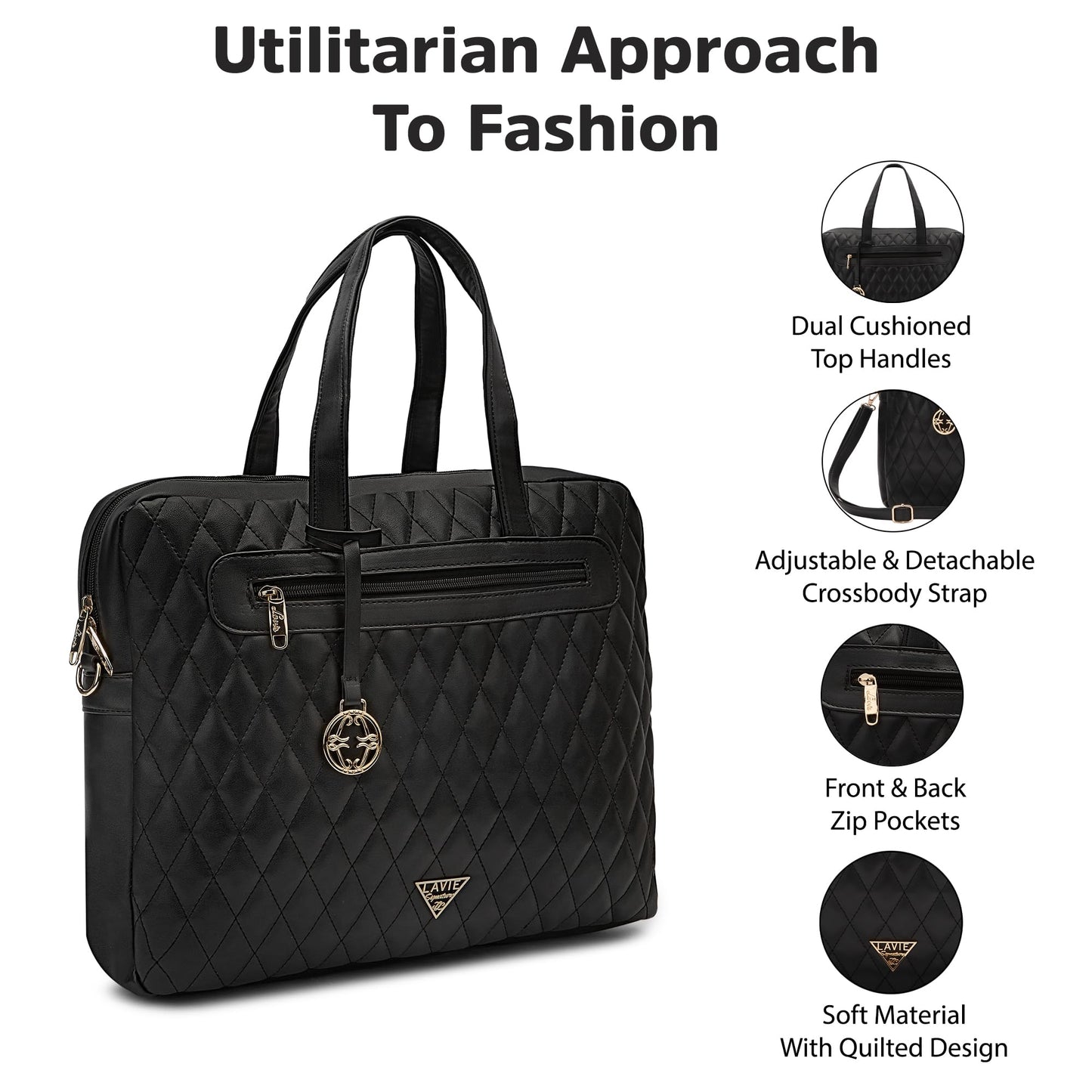 Lavie Signature Arizona Women's Laptop Handbag for Women | Fits Upto 15 Inch Laptop | Laptop Bag for Work | Ladies purse | Stylish Shoulder Bag | Gift For Women