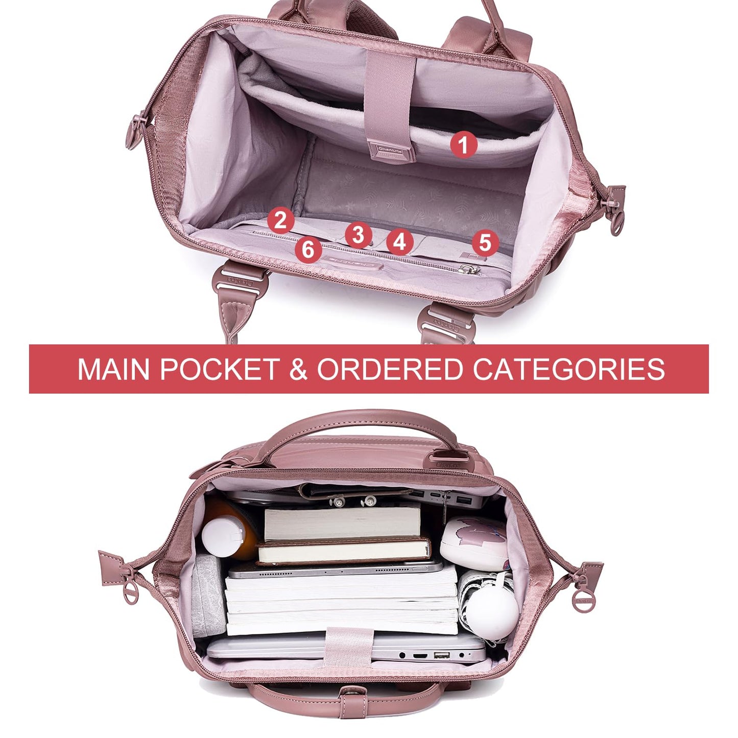 Chantria Laptop Backpack for Women 15.6-inch Work Office Backpack 13L Capacity Laptop Bag College Bookbag Water-resistant Casual Backpack for Travel (Khaki)