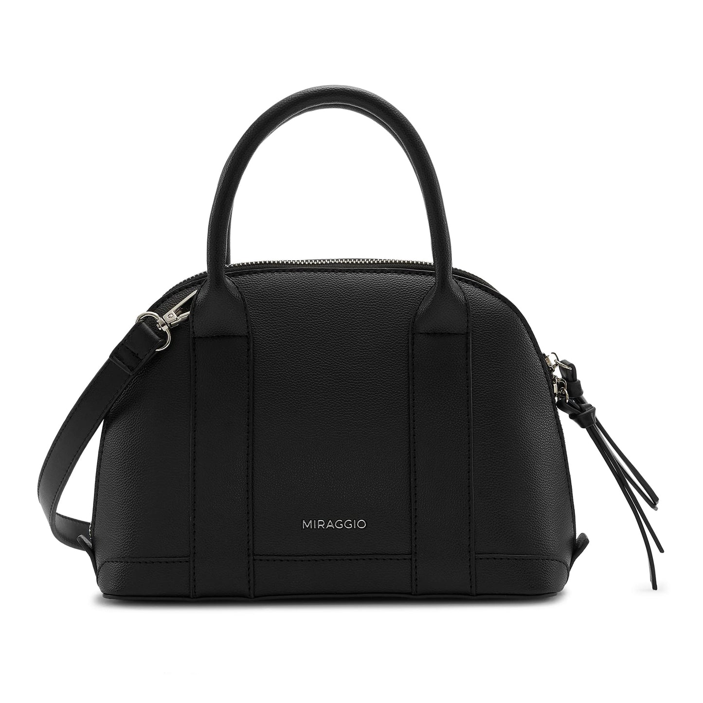 Miraggio Margo Black Dome-Shaped Handbag with Detachable Straps