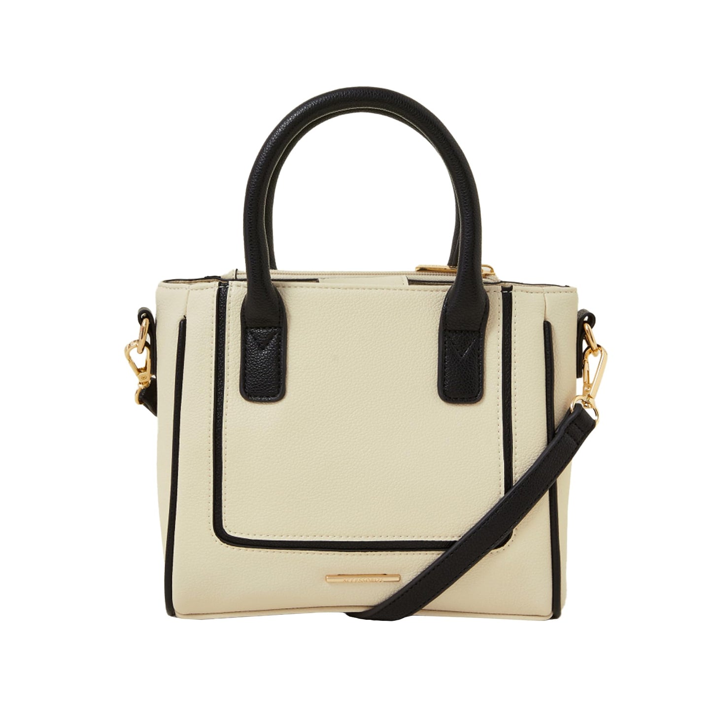 Accessorize London Women's Cream Two-Tone Faux Leather Handbag | hand bags for women stylish medium size | Ladies Purse | Shoulder bag for woman