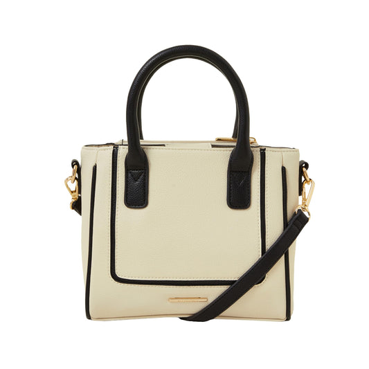 Accessorize London Women's Cream Two-Tone Faux Leather Handbag | hand bags for women stylish medium size | Ladies Purse | Shoulder bag for woman
