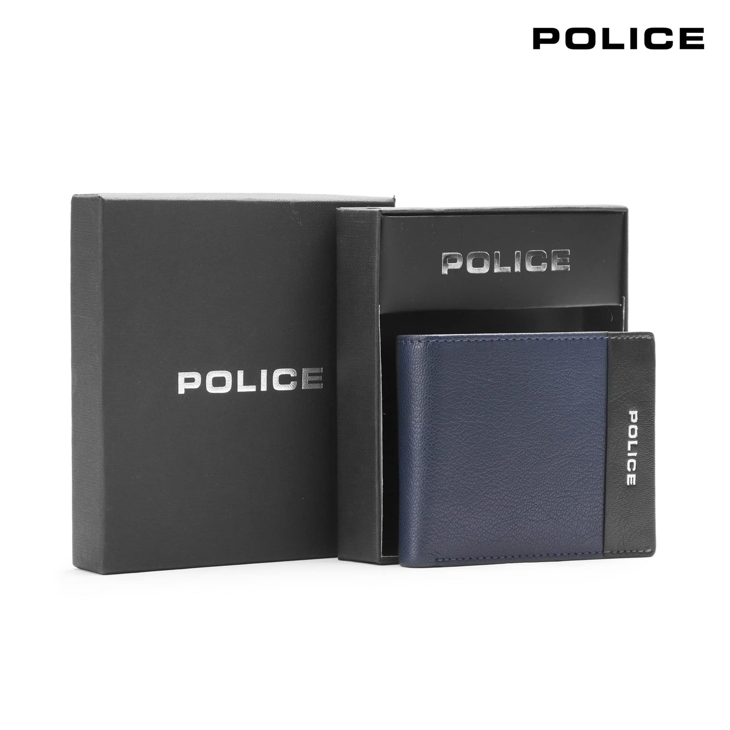 Police Rapodo Genuine Leather Men's Bifold Coin Wallet|Gents Leather Purse with Card Holder, Coin Pocket, Gifts for Men - Navy/Black