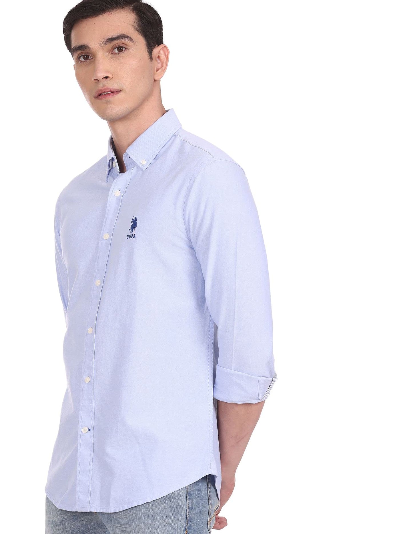 U.S. POLO ASSN. Men's Cotton Regular Fit Polo Shirt Blue Medium