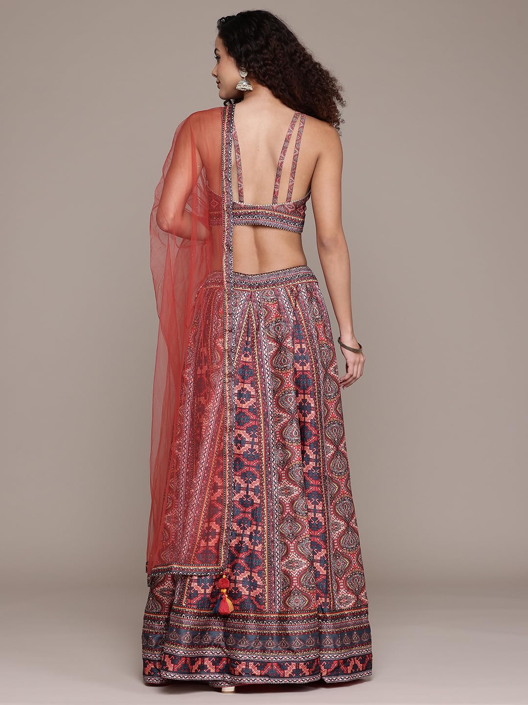 Aarke Ritu Kumar Multi Wanderlust Square Neck Blouse With Lehanga And Dupatta