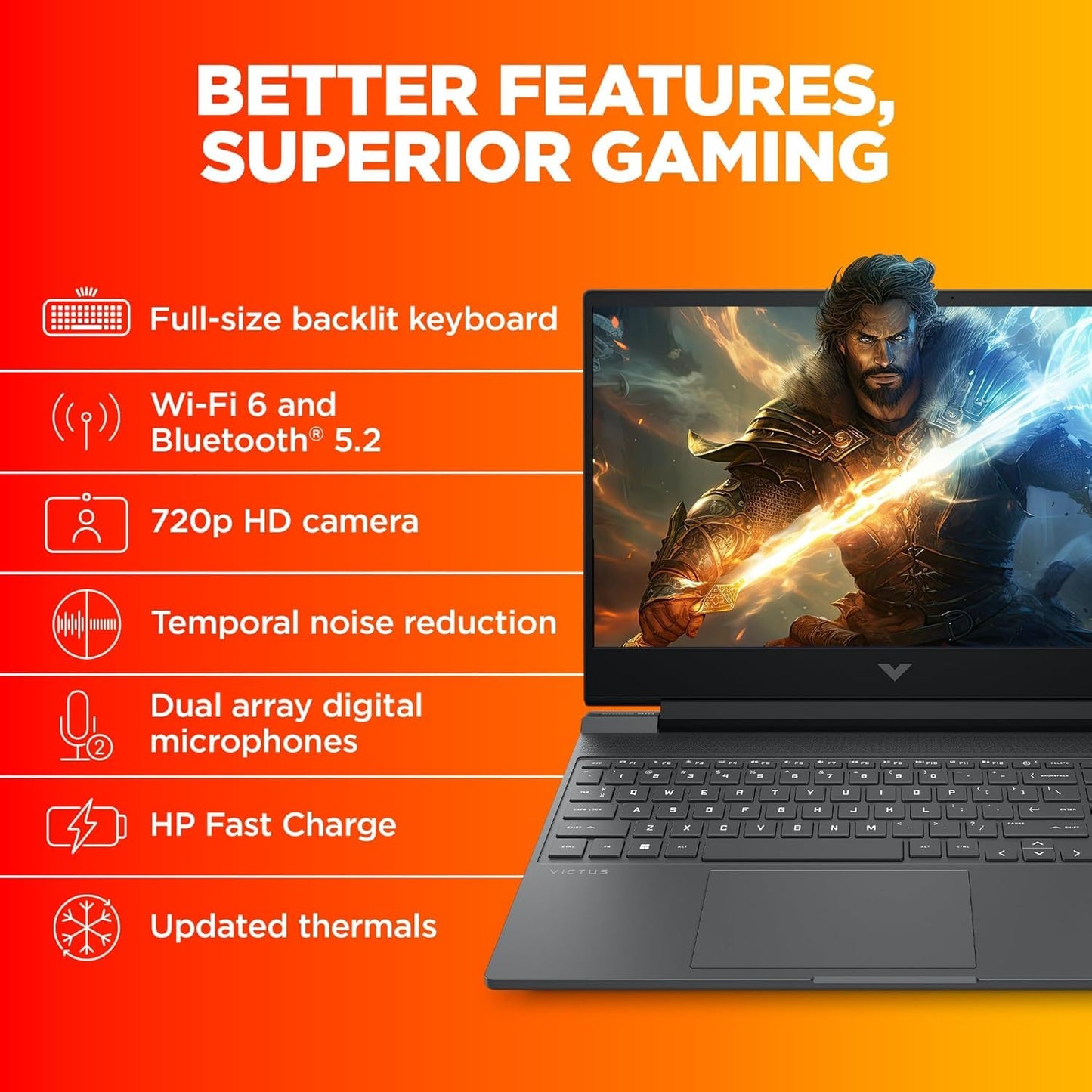 HP Victus Gaming, AMD Ryzen 5 5600H, NVIDIA RTX 3050, 8GB DDR4, 512GB SSD, 15.6-inch(39.6cm), 144Hz, 250Nits, FHD Gaming Laptop, Backlit KB, 720p HD Camera (Win 11, Office 21,Silver, 2.29kg) fb0180AX