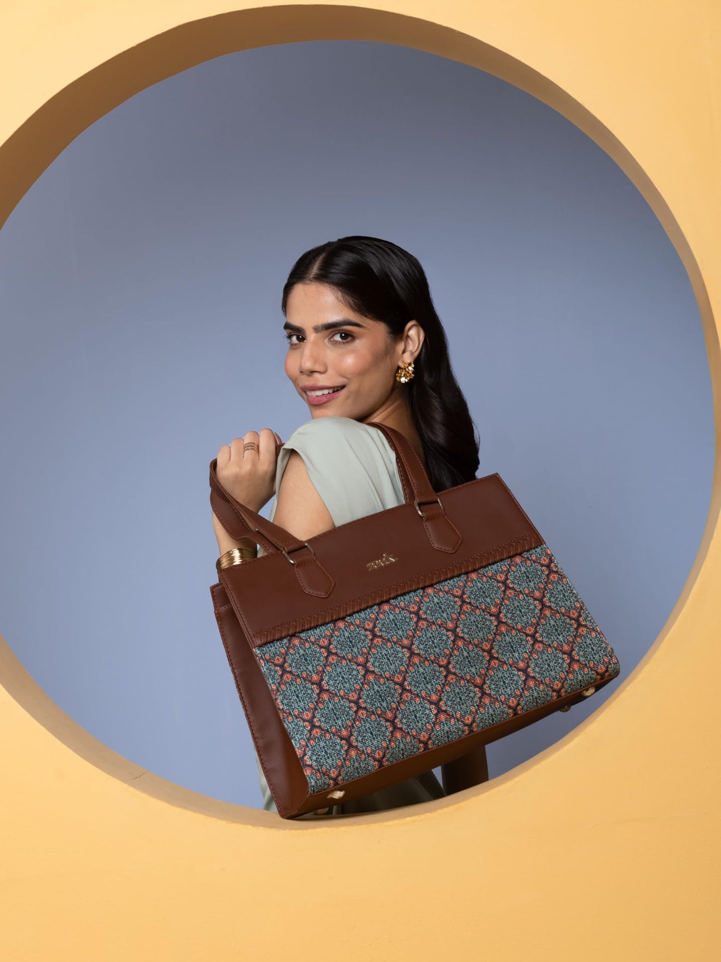 ZOUK Statement Business Bag | Stylish Handbag for Women Office Use | Tote Bags for Woman | Fits 14 Inch Laptop | Water-Resistant | Big Size | Aesthetic Purse | Kolkata Nouveau