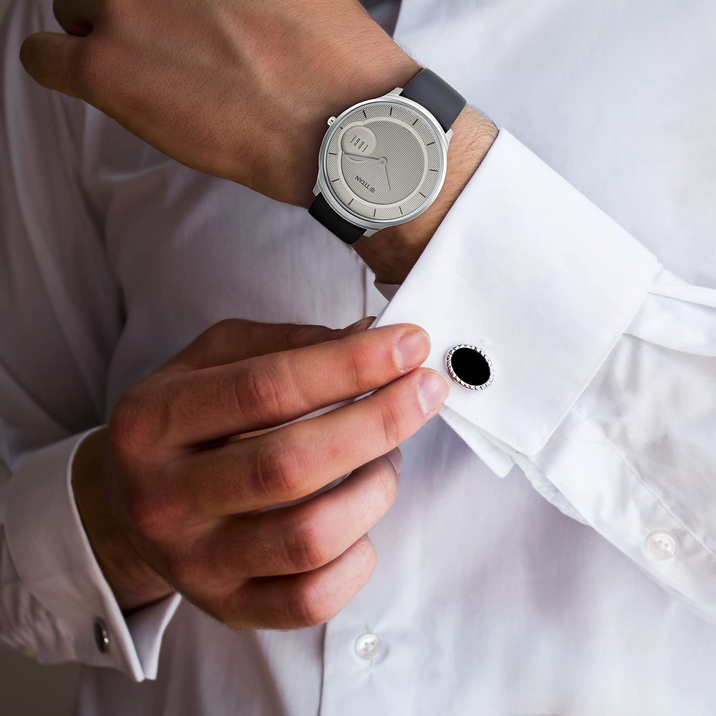 Titan Edge Baseline Quartz Analog Off-White Dial Blue Leather Strap Watch for Men - NT1843SL01