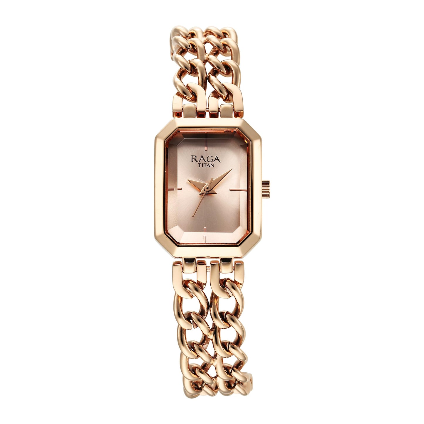 Titan Raga Showstopper Quartz Analog Rose Gold Dial Rose Gold Metal Strap Watch for Women - NS95283WM01