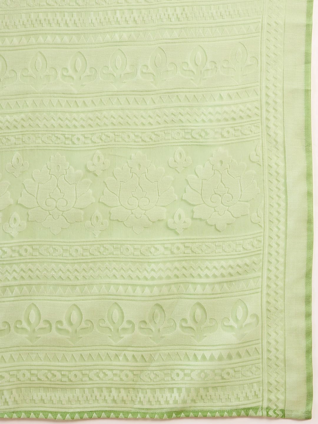 SAREE MALL Women's Green Brasso Floral Printed Ready To Wear one Minute Saree With Unstitched Blouse (RTWMSKR01E_HS)