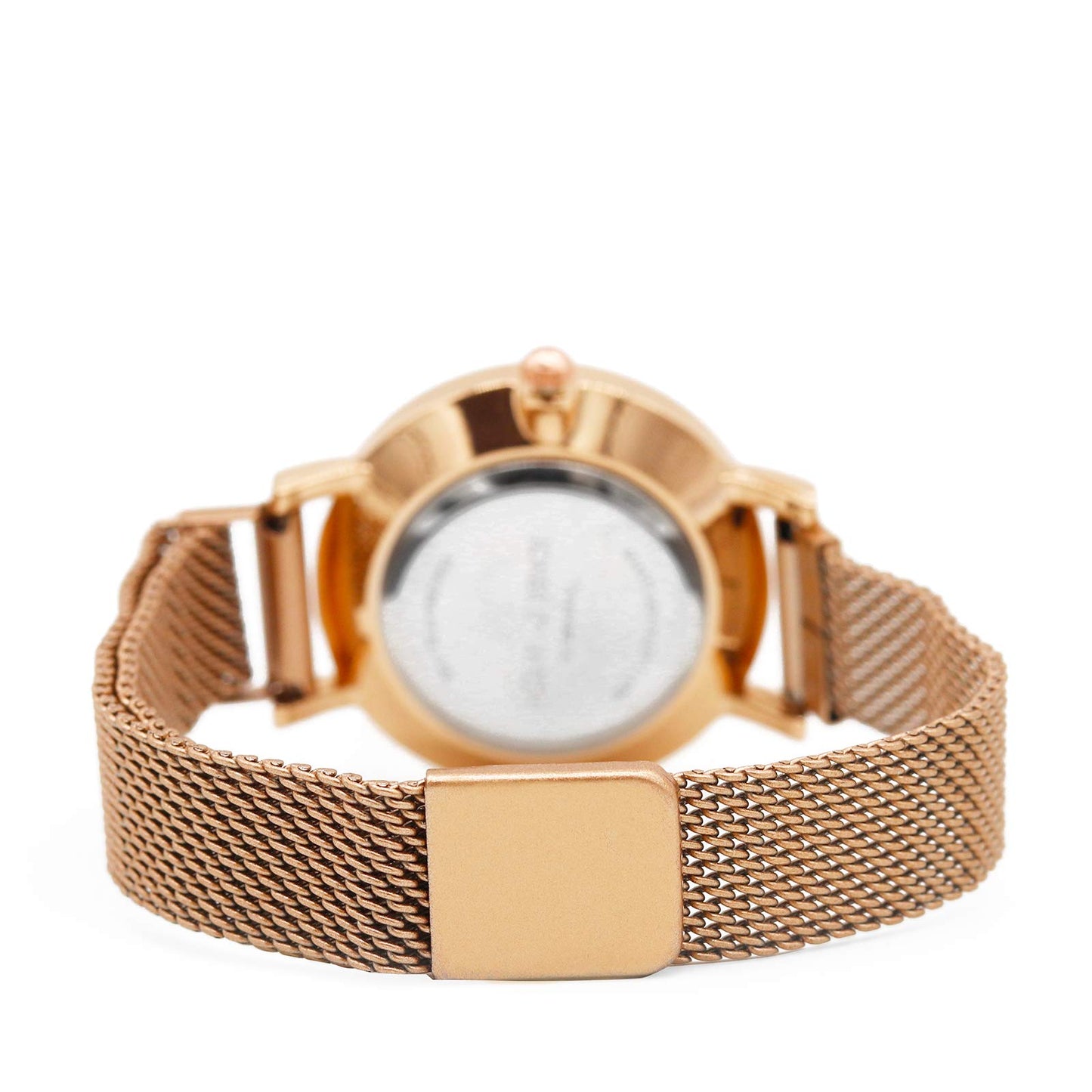 Joker & Witch Stainless Steel Dusk Rosegold Analog Watch Bracelet Set For Women, White Dial, Rose Gold Band