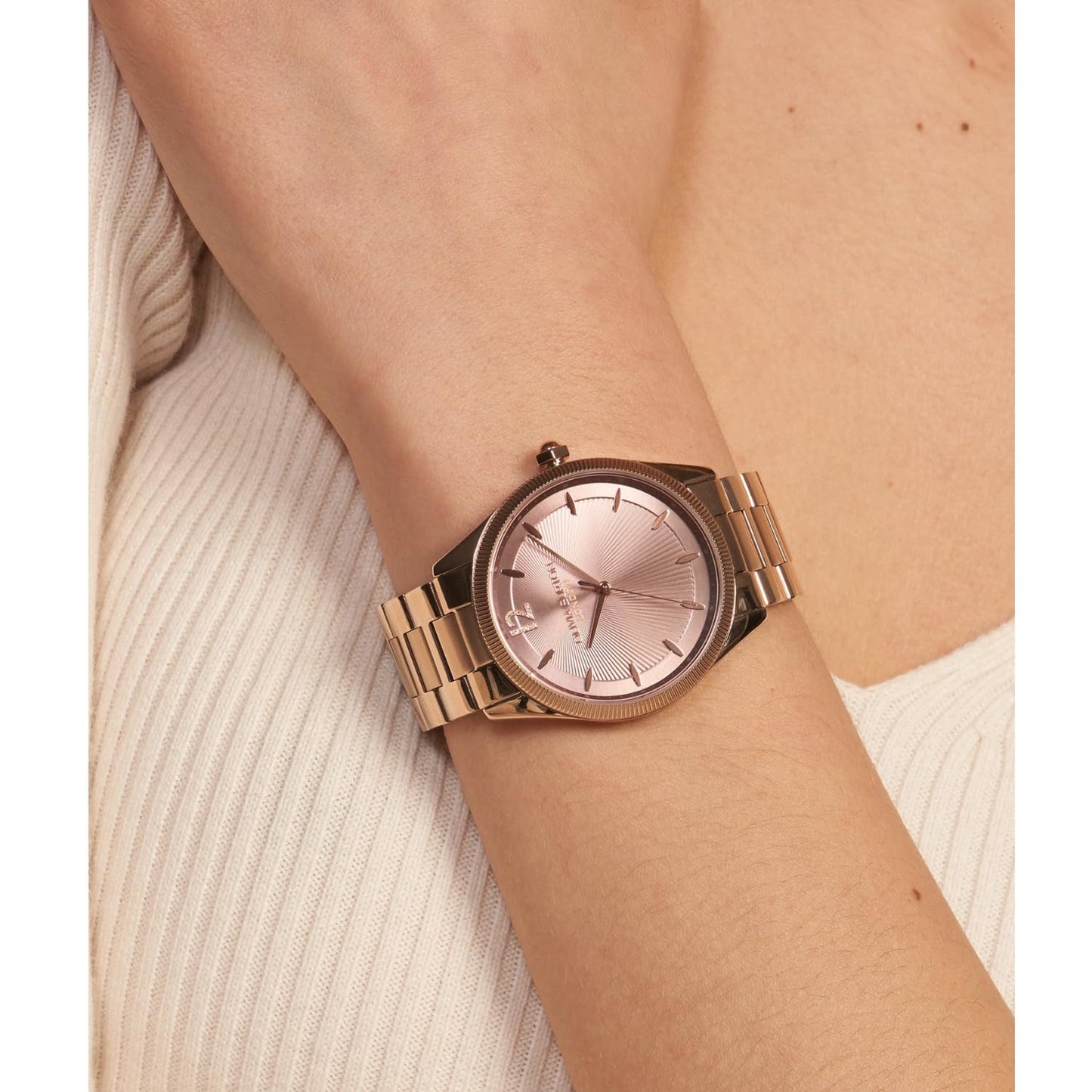 Olivia Burton Radiate Qtz Basic Mellow Rose Round Dial Women's Watch|Ionic Plated Rose Gold Steel Material|Rose Gold Color Band - 24000179