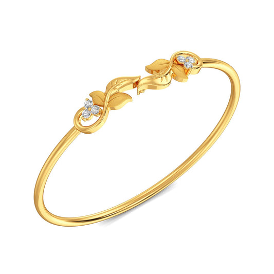 Joyalukkas 22k (916) Purity | BIS Certified | Slim Floral-leaf Beautiful Gold Bangle For Women