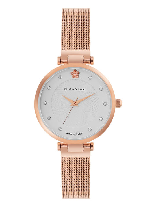 Giordano Analog Stylish Watch for Women Water Resistant Fashion Watch Round Shape with 3 Hand Mechanism Wrist Watch for Girls & Ladies to Compliment Your Look/Ideal Gift for Female - GZ-60074