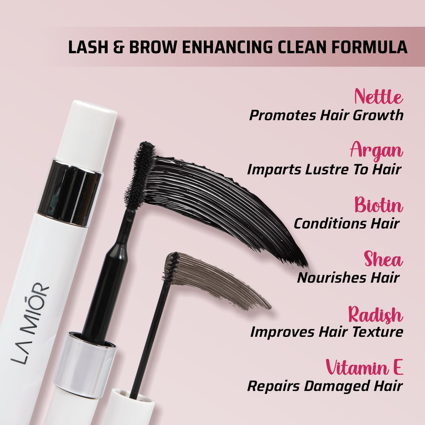 LA MIOR What The Lash! Mascara & Flexilift Brow Gel Duo - Extreme Volume + Length + Hypercurl, 24 Hr Wear, Waterproof, False Lash Effect, 2-in-1 Tinted Brow Lift with Biotin & Argan (Ultra Black)