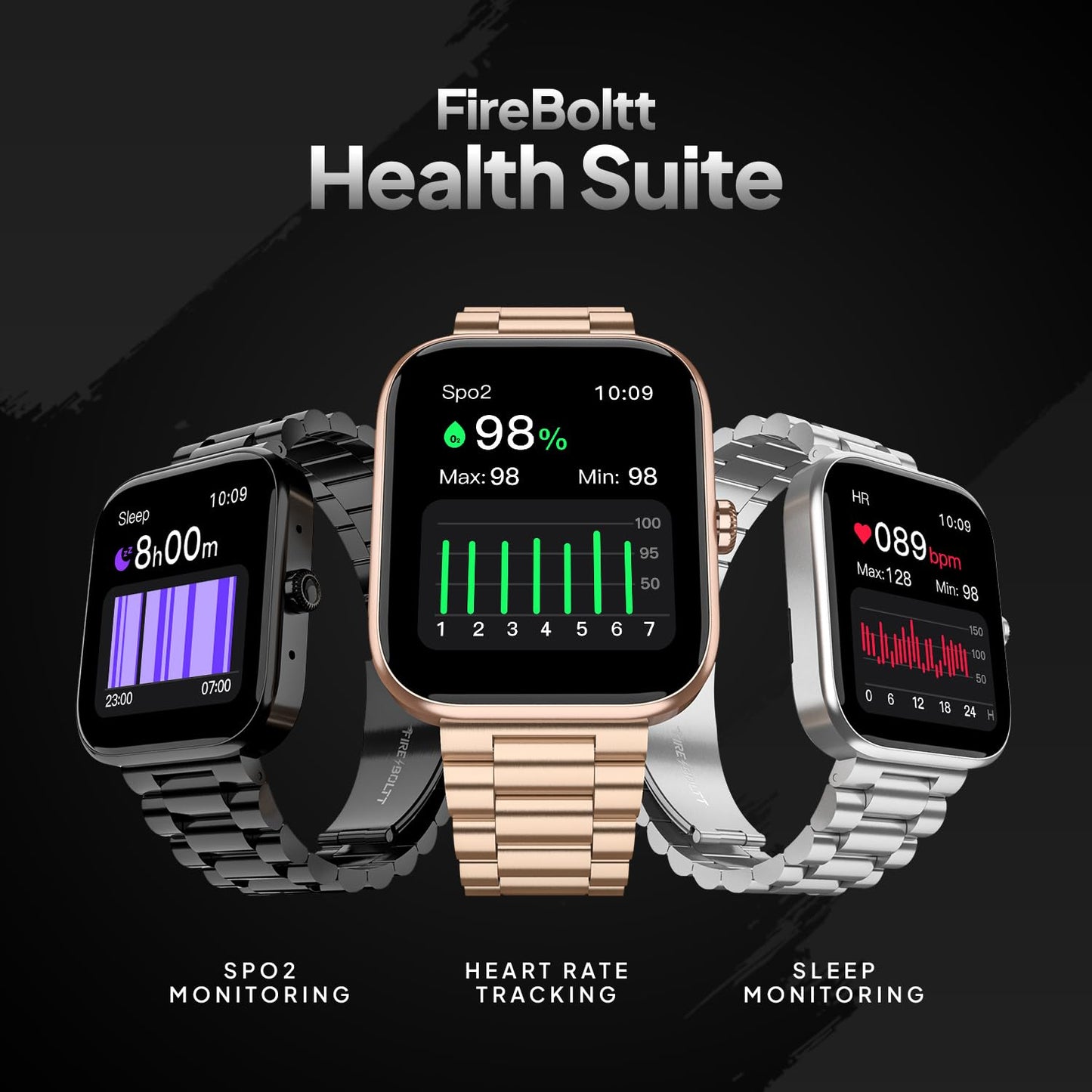 Fire-Boltt Encore Stainless Steel Smart Watch with 1.83” Full Touch Screen Display,240 * 284 PPI, Bluetooth Calling,10-Days Battery Life,IP67 Water Resistant,Upgraded Health Sensors (Rose Gold)