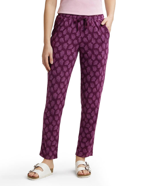 Jockey Women's Straight Fit Pants (RX09_Purple Wine-Color and Print May Vary_Large)