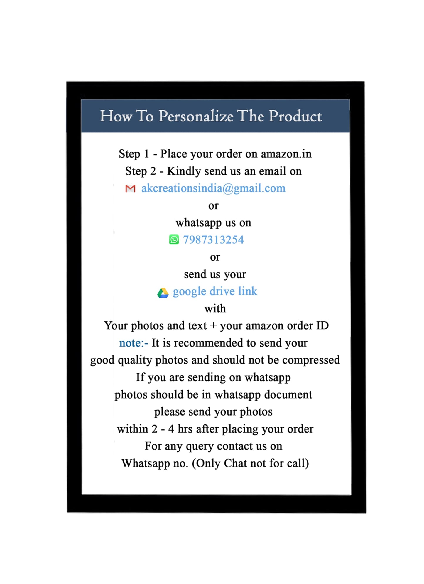 Ak creations personalized collage photo frame for wall, Black (18x24inch)