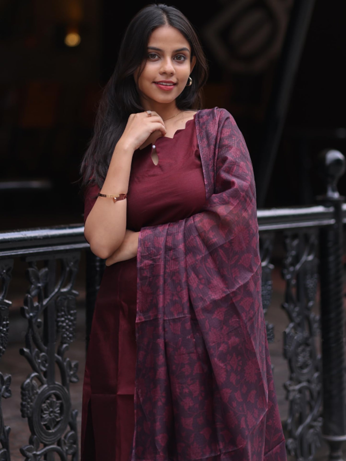 24 Carat Suit Women's Roman Silk Stitched Plain Salwar Suit Chudidar Dress Material (2CKPD53_Maroon_M)