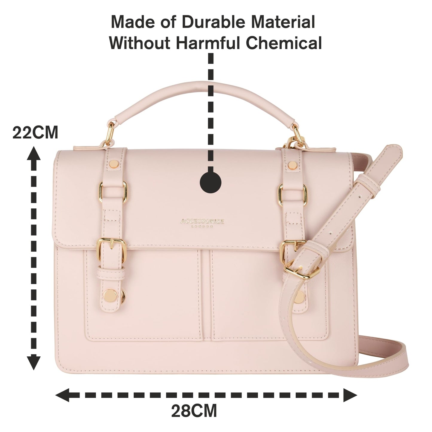 Accessorize London Women's Rookie Pink Satchel Handbag |Handle satchels & Shoulder Sling Bags For Women Office |College|Travel Use