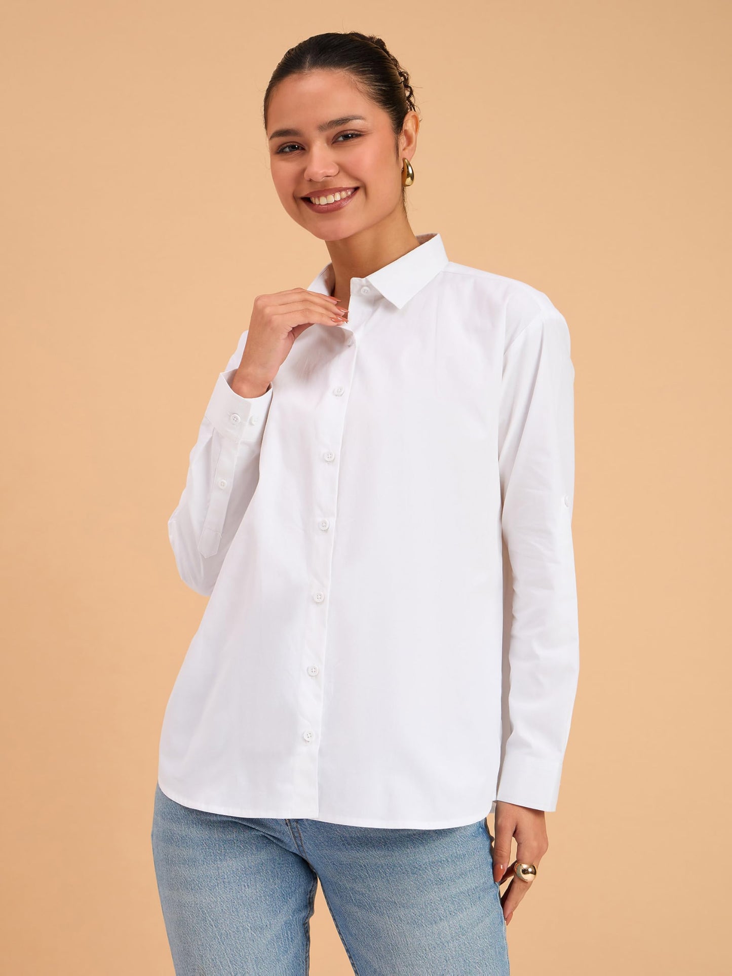 barcino White Poplin Oversized Shirt