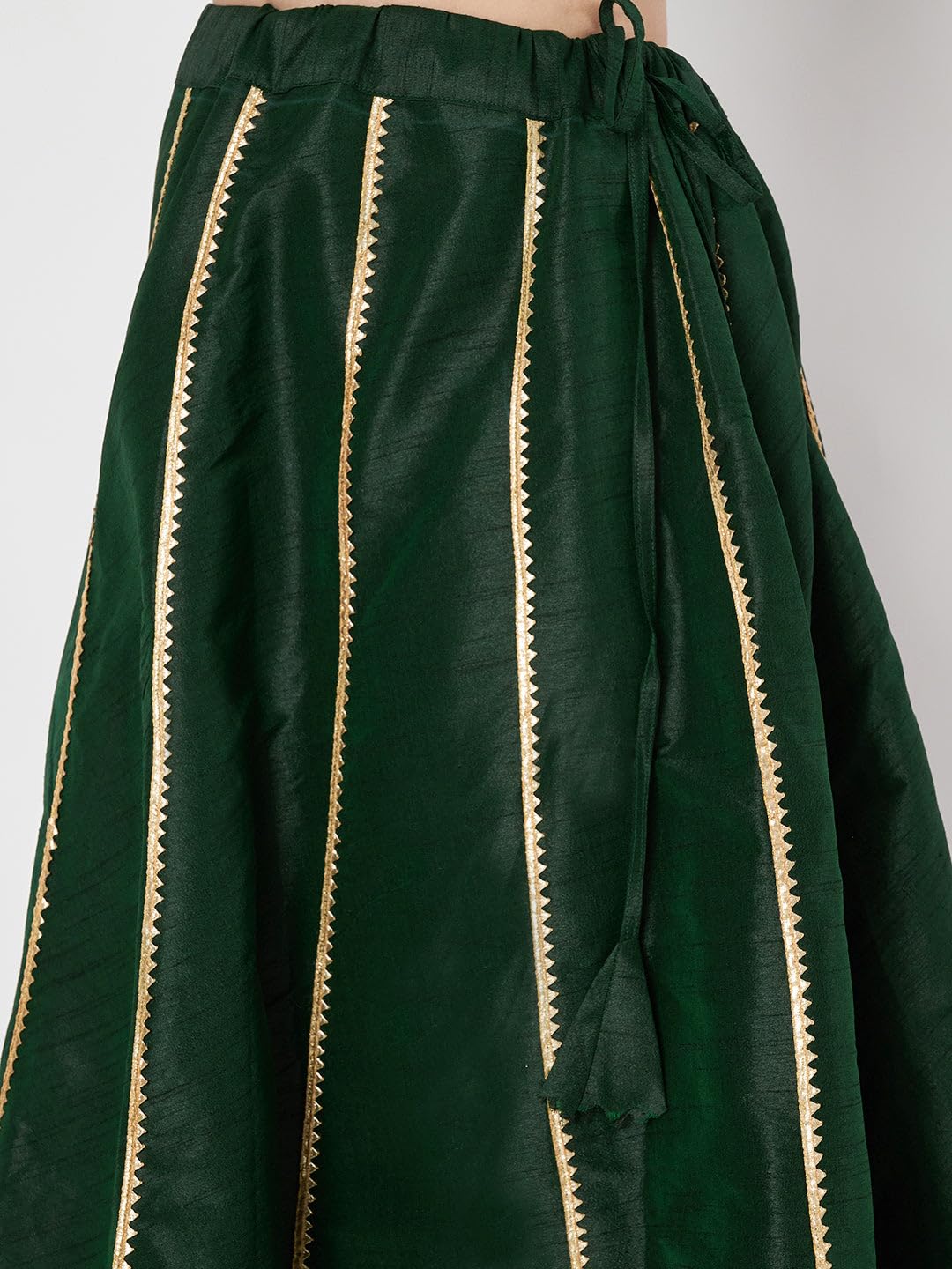 studio rasa Women's Dupion Kalidaar Embellished Bias Skirt for Festive Wedding Party (SKTC62414M_Green_Medium)