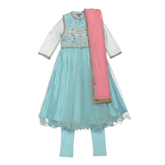 BIBA Girls PRINTED ANARKALI KID(KWSPARKLE MIST5929_SKY BLUE_3)