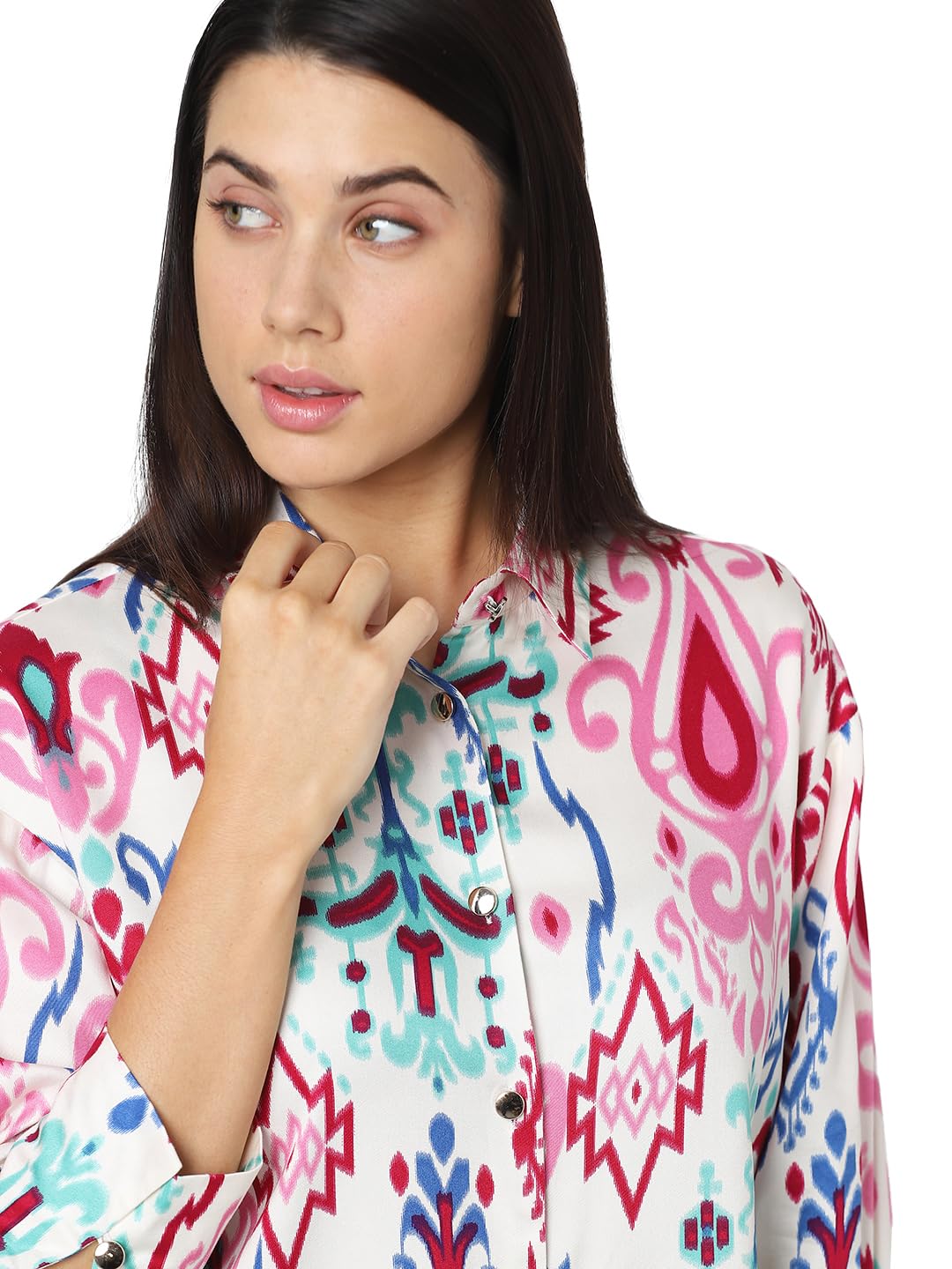 VERO MODA Women Aztec Print Multicolor Viscose Regular Fit Shirt
