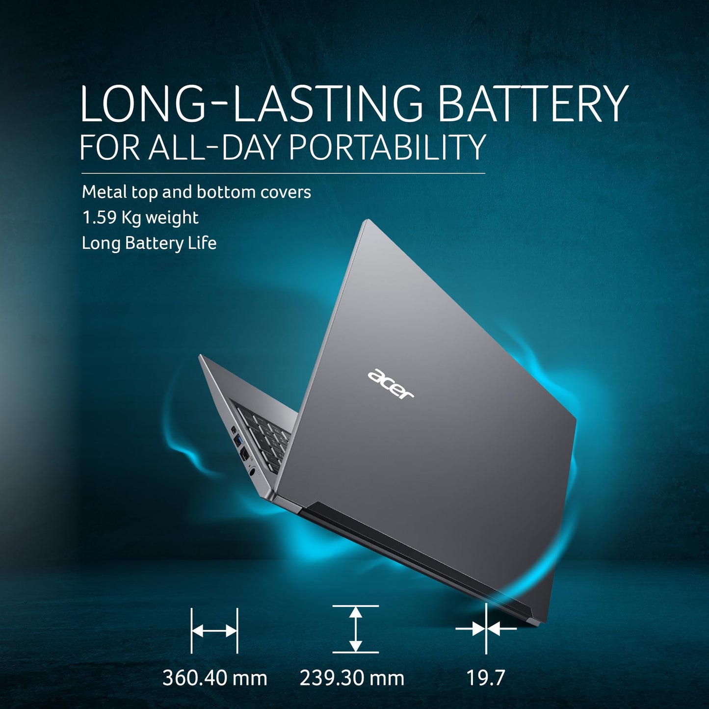 Acer Aspire Lite, AMD Ryzen 5 7430U Processor, 16 GB RAM, 512 GB SSD, Full HD, 15.6"/39.62 cm, Windows 11 Home,MSO, Steel Gray, 1.59 kg, AL15-41, Thin and Light Laptop