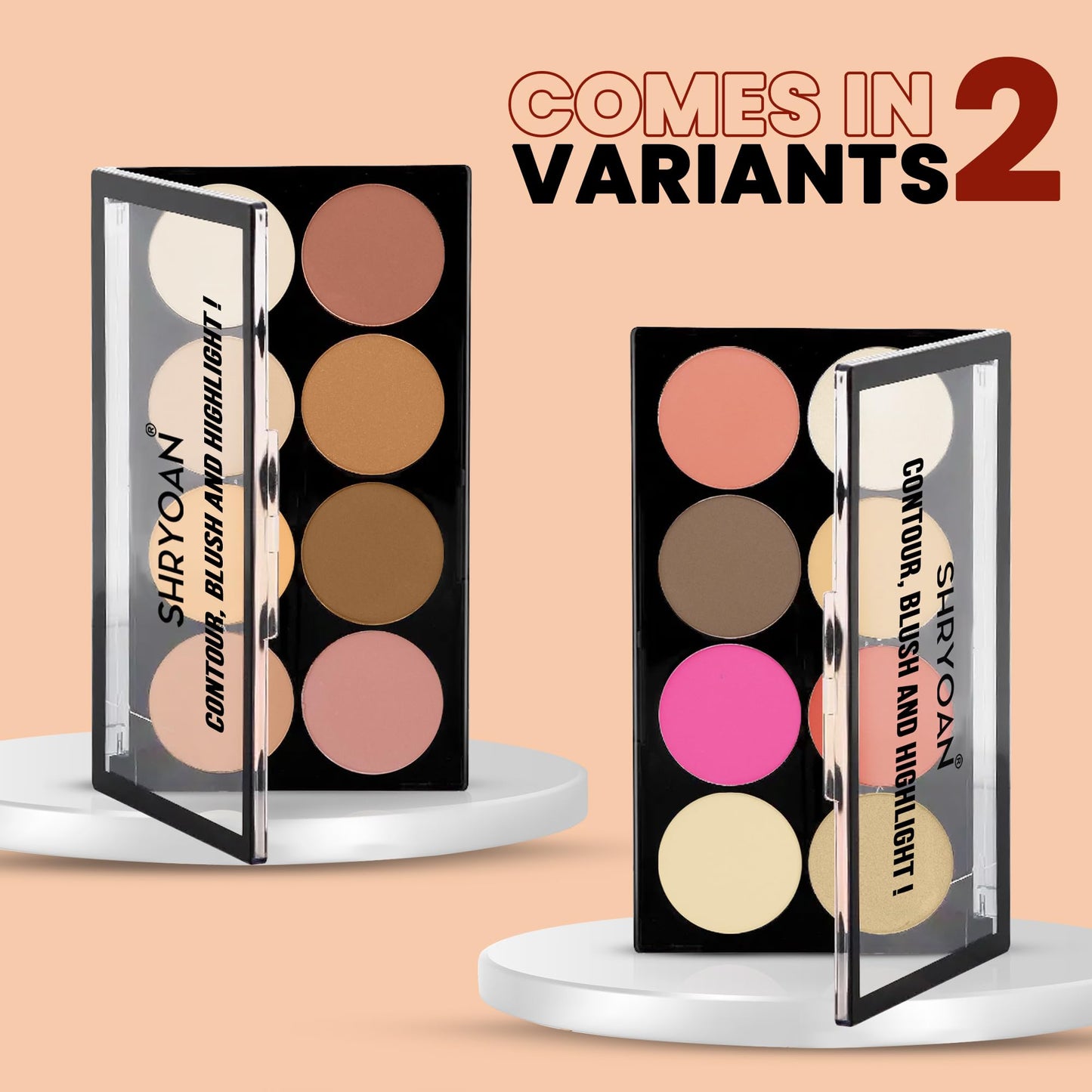 Shryoan Contour Blush and Highlighter 8 Color Palette | Highly Pigmented & Long Lasting | Semi-Matte Finish | Medium Coverage | Paraben-Free (28.0 gram) (Shade 02)
