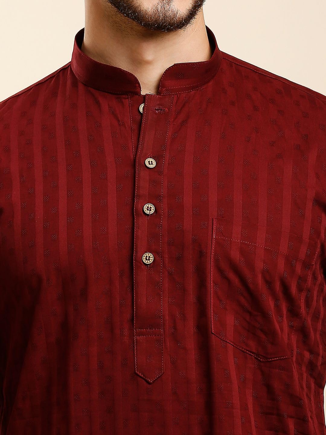 Rajubhai Hargovindas Men Maroon Striped Kurta (DBSQR-40)