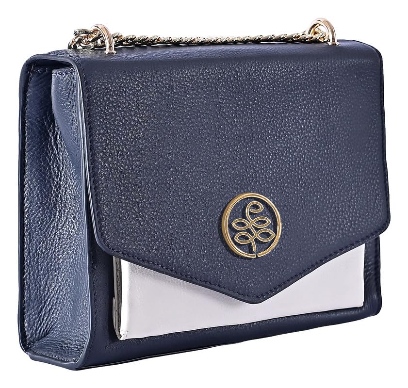 eske Lisbeth Genuine Leather Shoulder Bag (Navy Blue Vanilla)