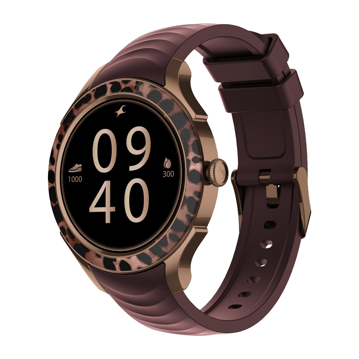 Fastrack Ella Women Smart Watch with 1.2" inch AMOLED Display,Patterned Bezel,AI Watchface & AI Chat,Functional Crown,24/7 Health Suite,BT Calling,SpO2,HRM,IP68, Multiple Menu Styles,Games- Dark Wine