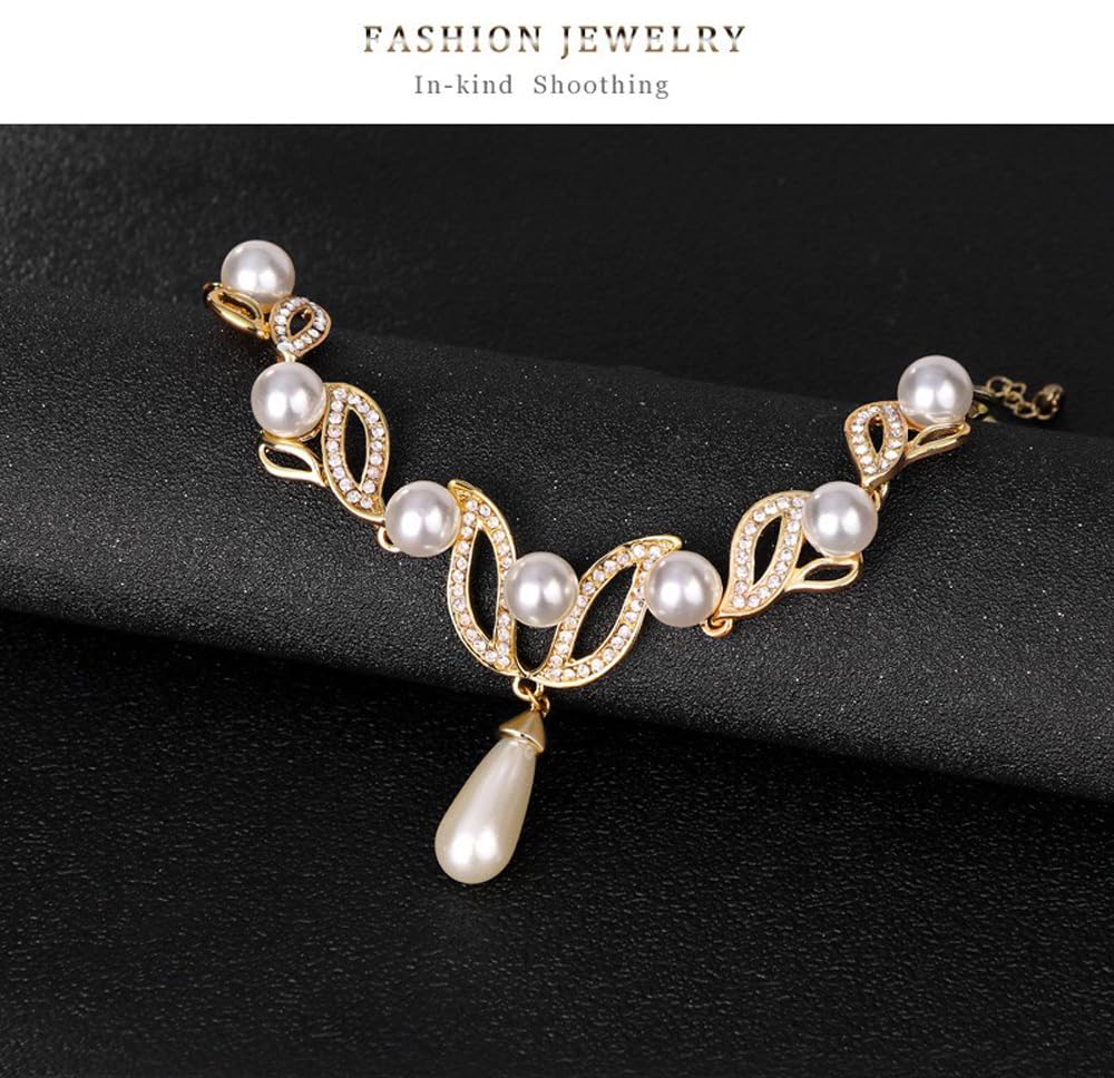 Shining Diva Fashion Latest Stylish Design Fancy Traditional Pearl Necklace Jewellery Set for Women (15121s)