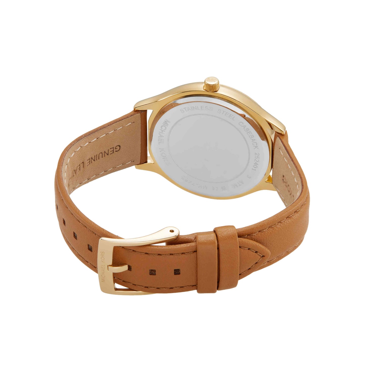 Michael Kors Leather Analog White Dial Women Watch-Mk7465, Brown Band