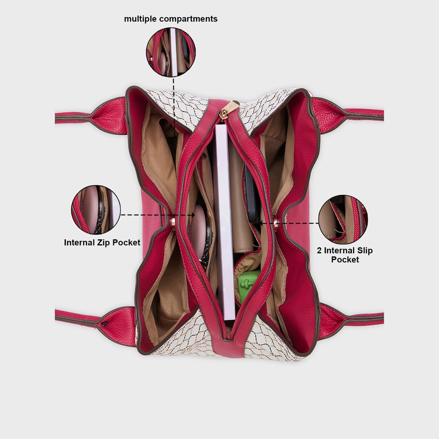 Caprese Shane Hobo Bag, Medium | Stylish Shoulder Bag for Women with Shoulder Strap, Back Zip & Secure Zip Closure | Ideal for Office, Daily Use & Travel (Pink)