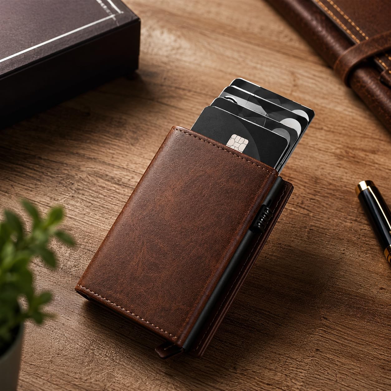 The Bae Gift RFID Protected Wallet | Personalised Gift for Man Custom Name |Pop-up Card Holder | Up to 8 Cards | Credit & Debit Cardholder