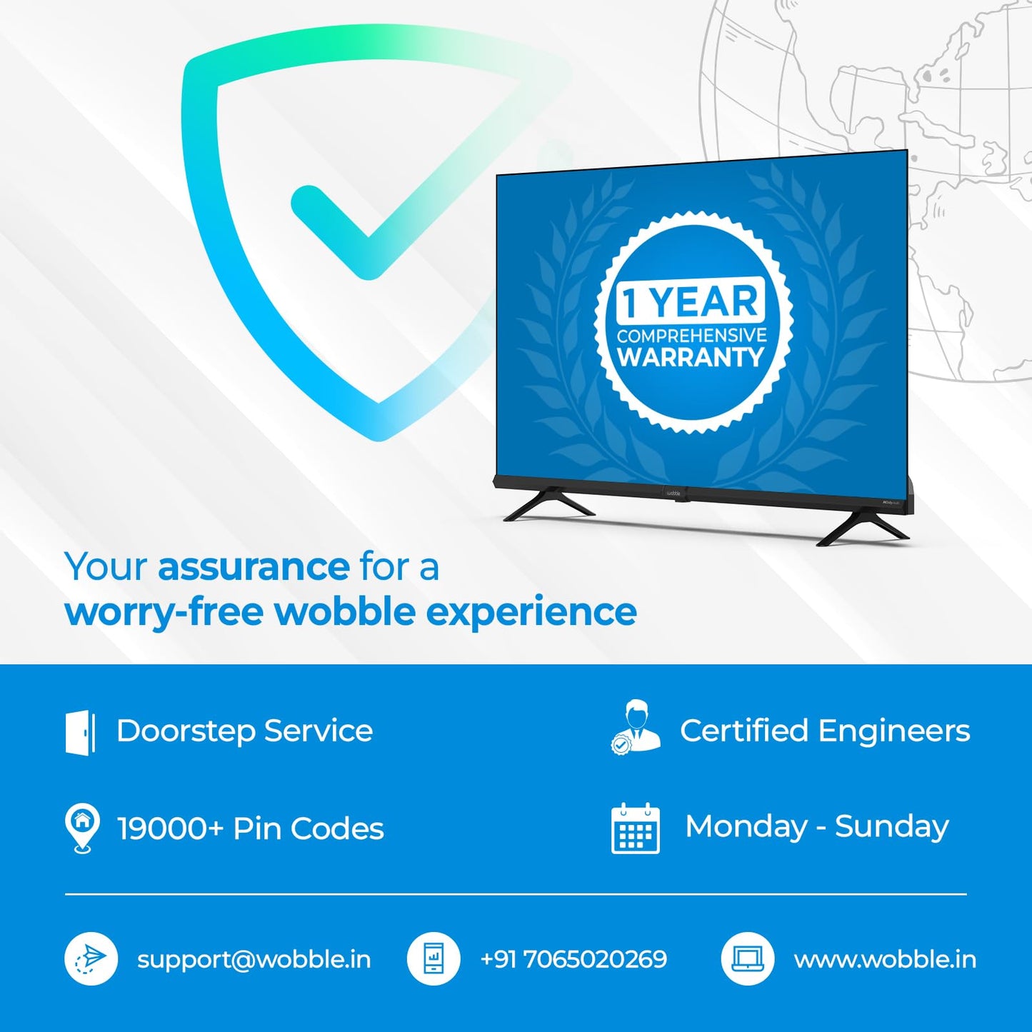 Wobble 109 cm (43 inches) UD Series 4K Ultra HD Smart LED Google TV WB43GTAW9602UDFL (Black)