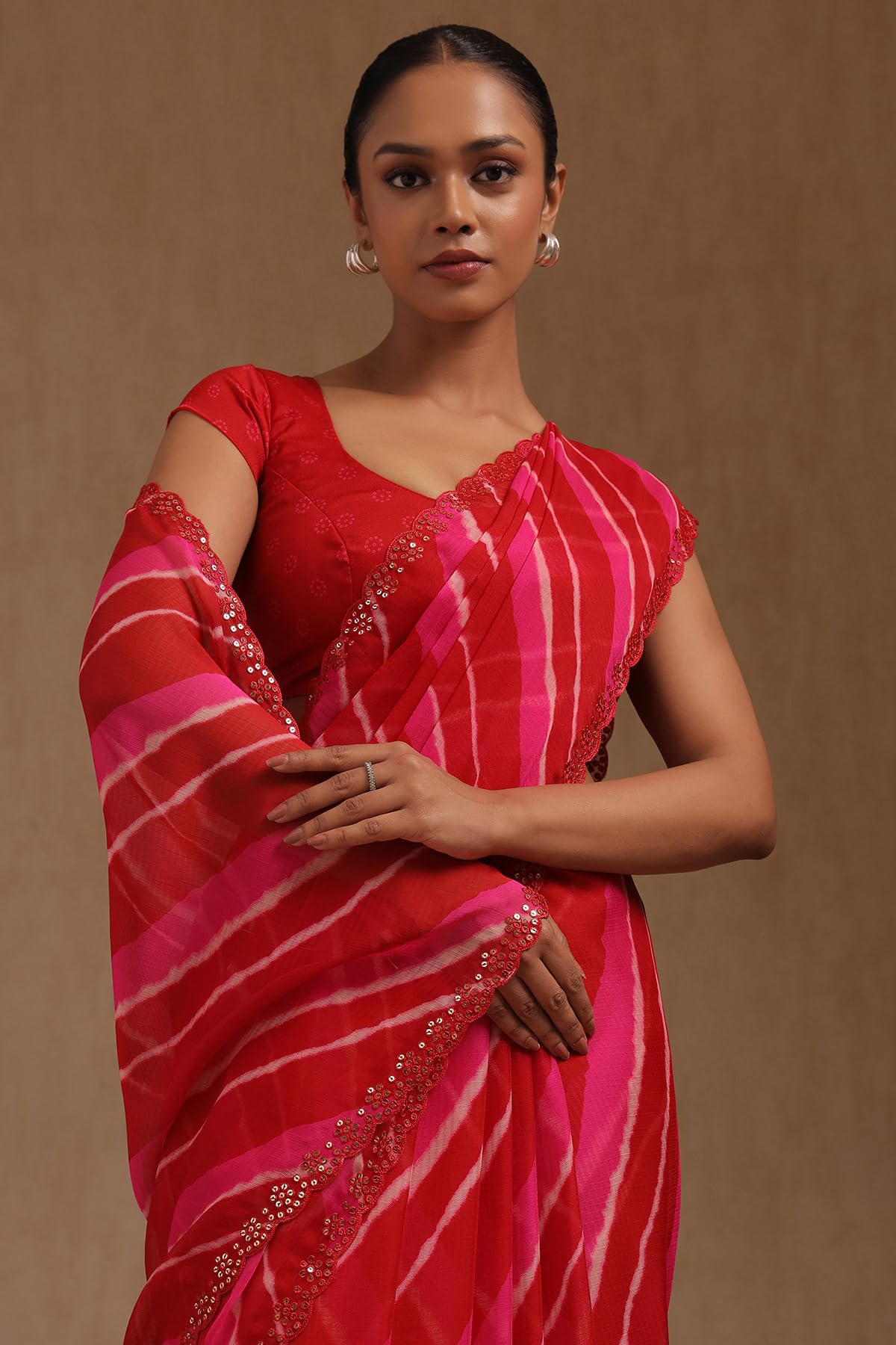 Soch Womens Georgette Leheriya Print Saree