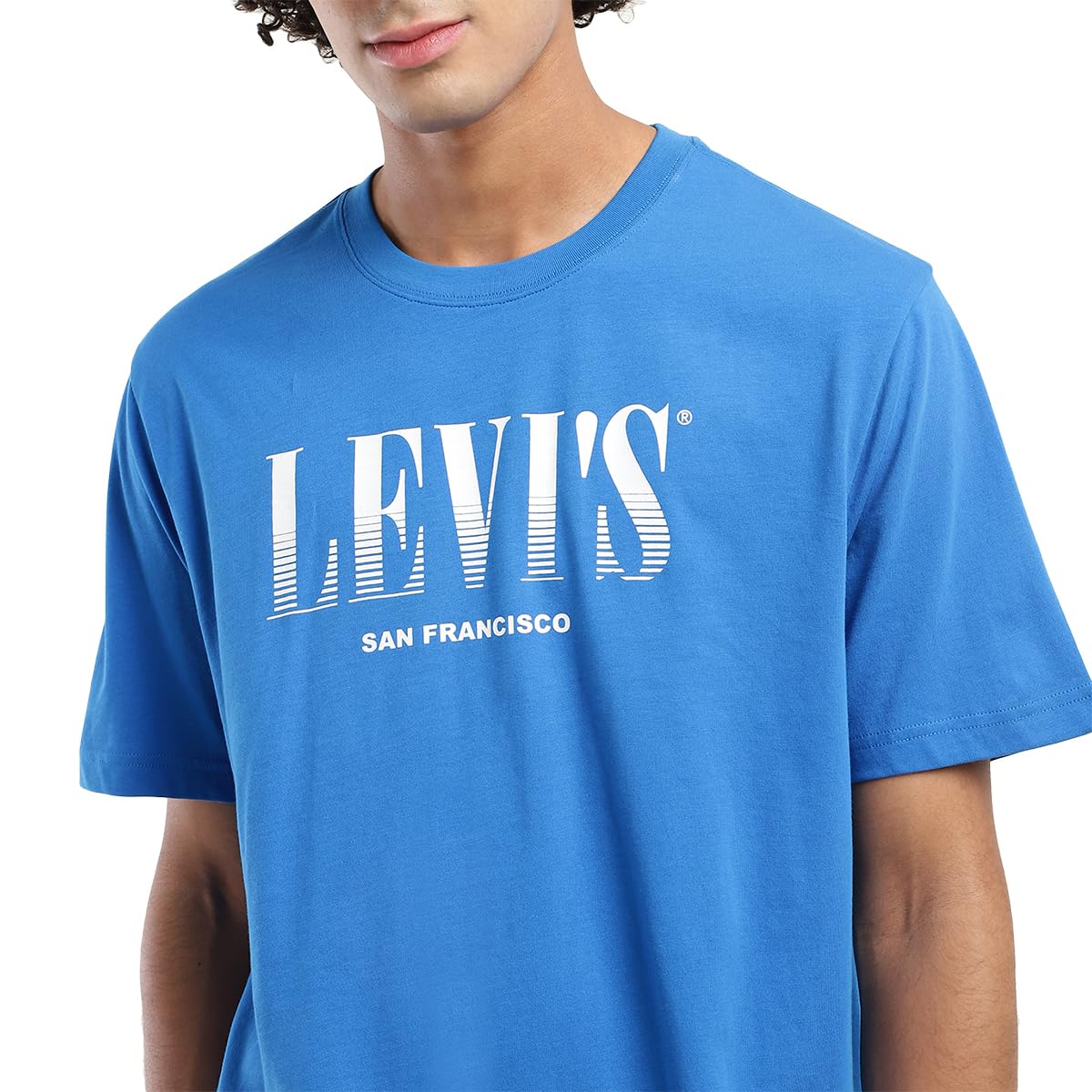 Levi's Men's Geometric Oversized Fit T-Shirt (A7970-0053_Blue