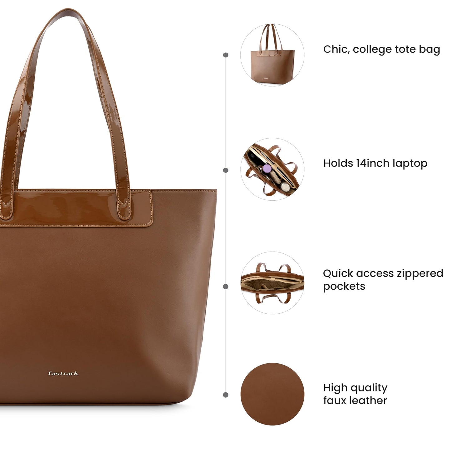 Fastrack Tan Tote Bag for Women