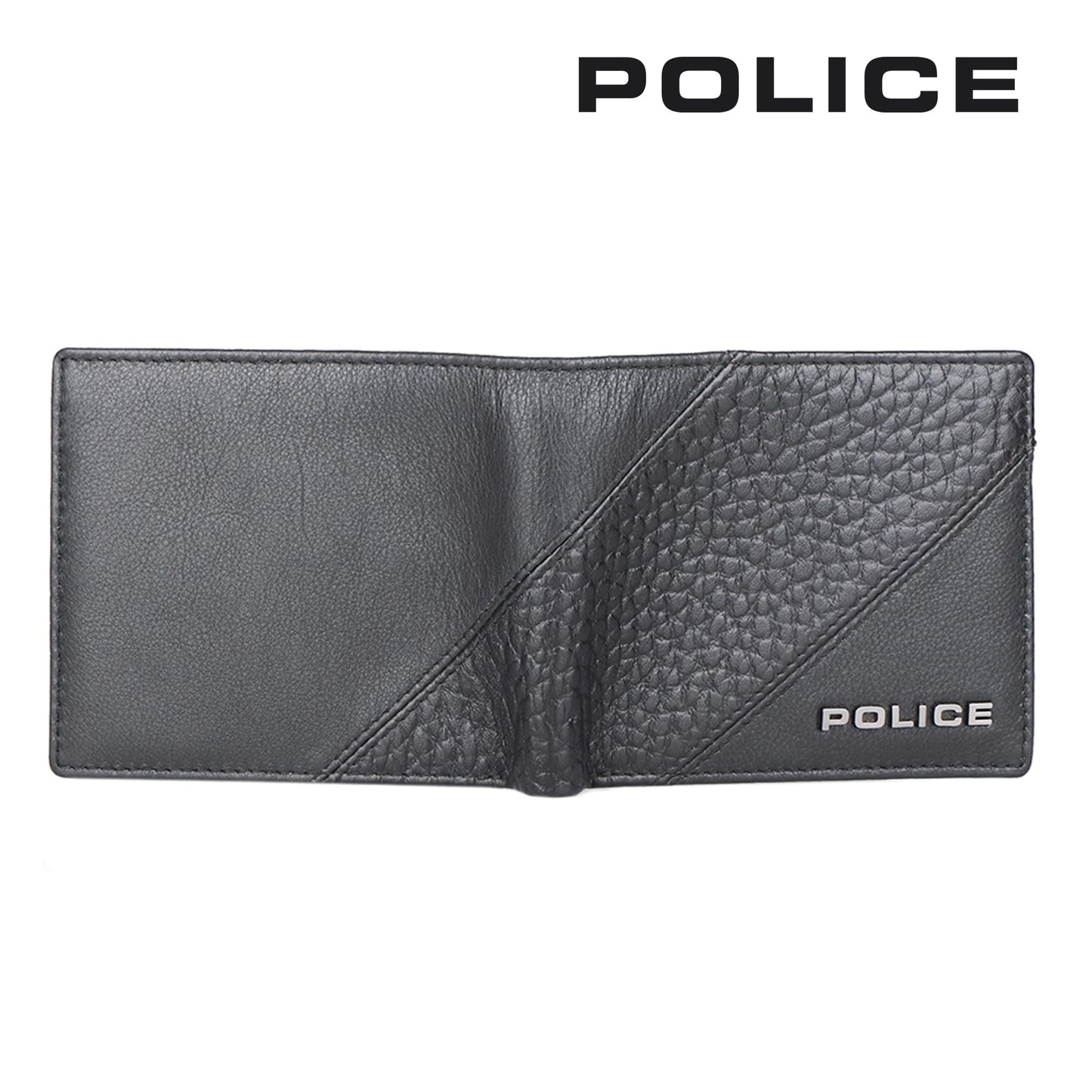 Police Jumbo Men's Slim Wallet | Leather Purse with 8 Card Slot, 2 Currency Compartment, 2 Slip-in Pockets -Black | Premium Design with Lagendary Style