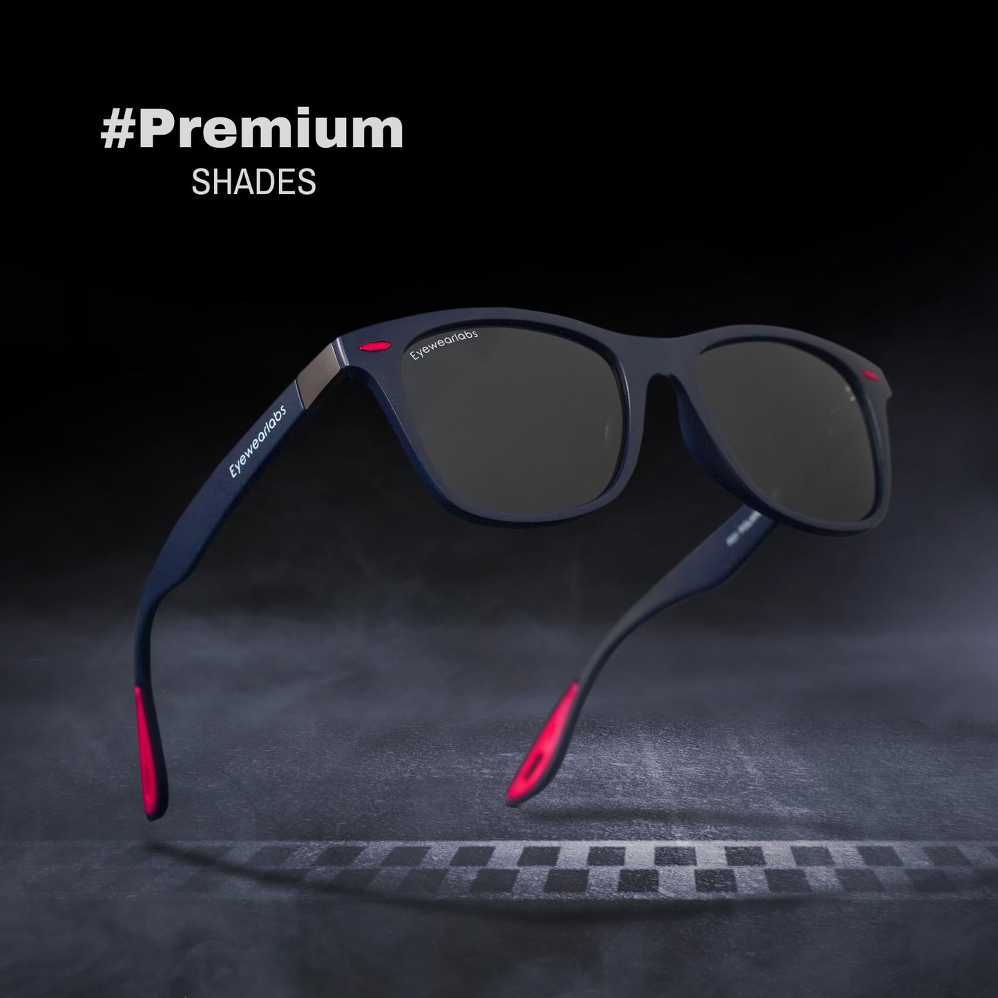 Eyewearlabs OKNO | Polarized Full Rim Square Branded Stylish Sunglasses For Men & Women | 100% UV Protection Shades | Cricket Sports Cycling Driving | Black Lens | Medium | Spidey Navy