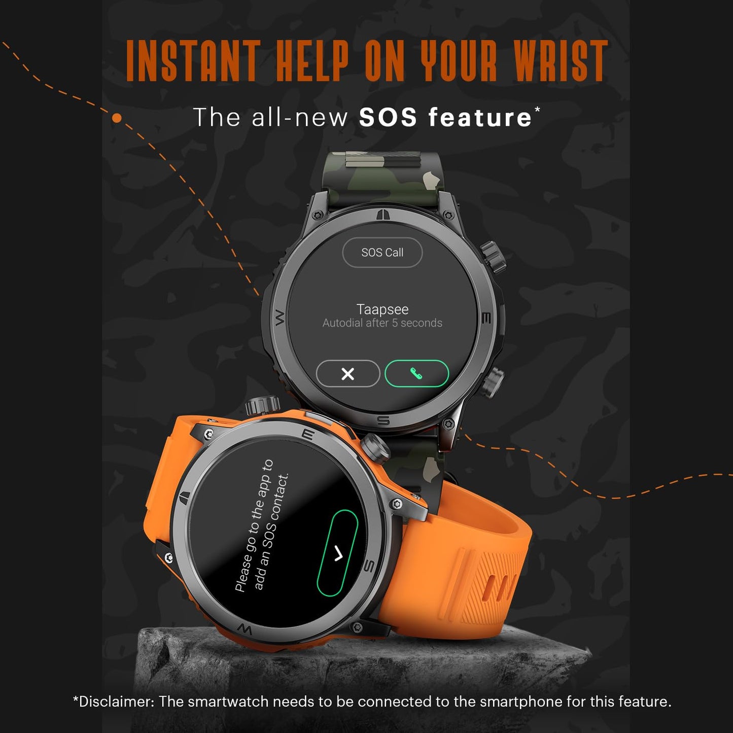 Noise Newly Launched Endeavour Rugged Design 1.46" AMOLED Display Smart Watch, BT Calling, SoS Feature, Rapid Health & 100+ Sports Modes- (Fiery Orange)