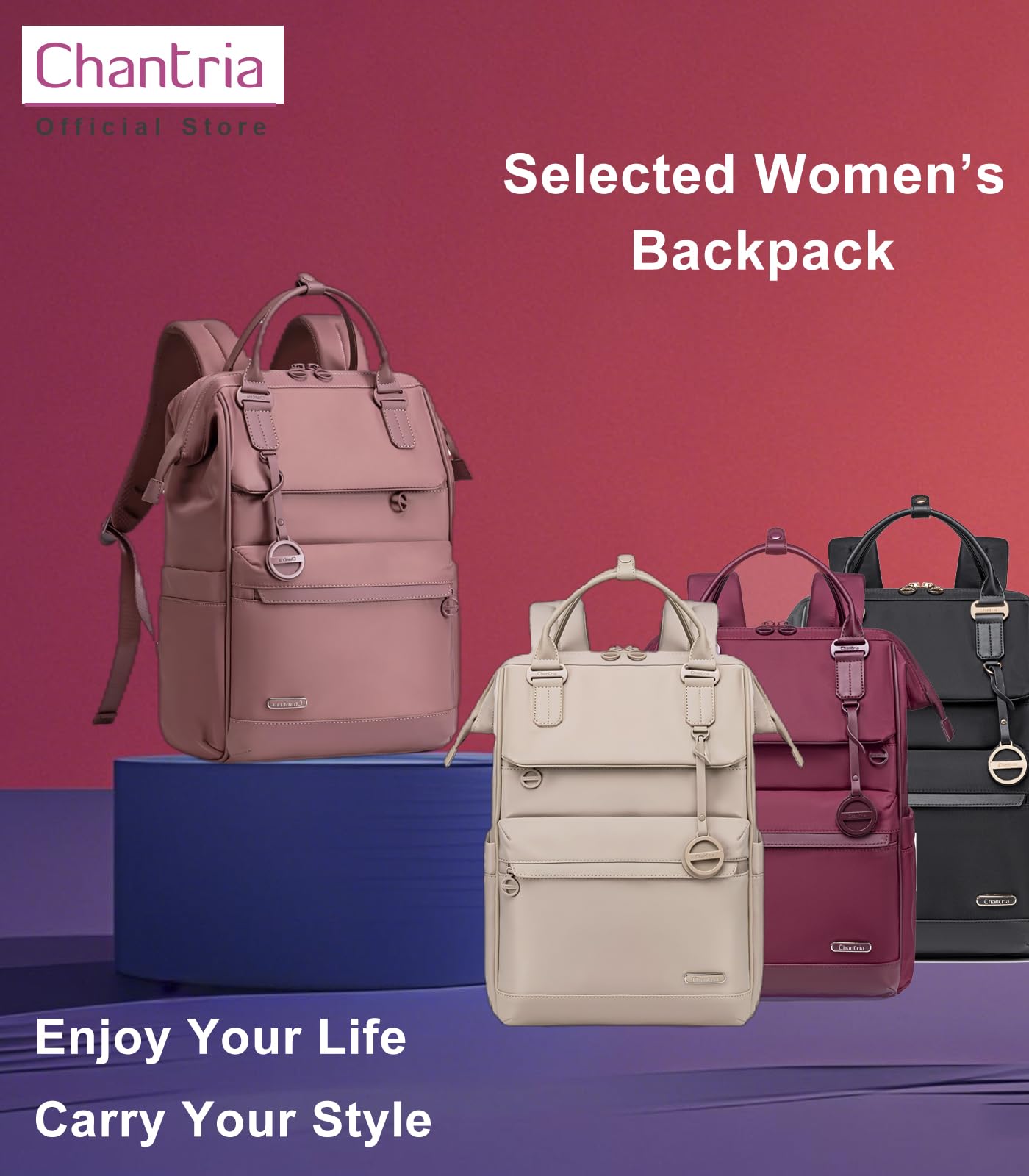 Chantria Laptop Backpack for Women 15.6-inch Work Office Backpack 13L Capacity Laptop Bag College Bookbag Water-resistant Casual Backpack for Travel (Khaki)