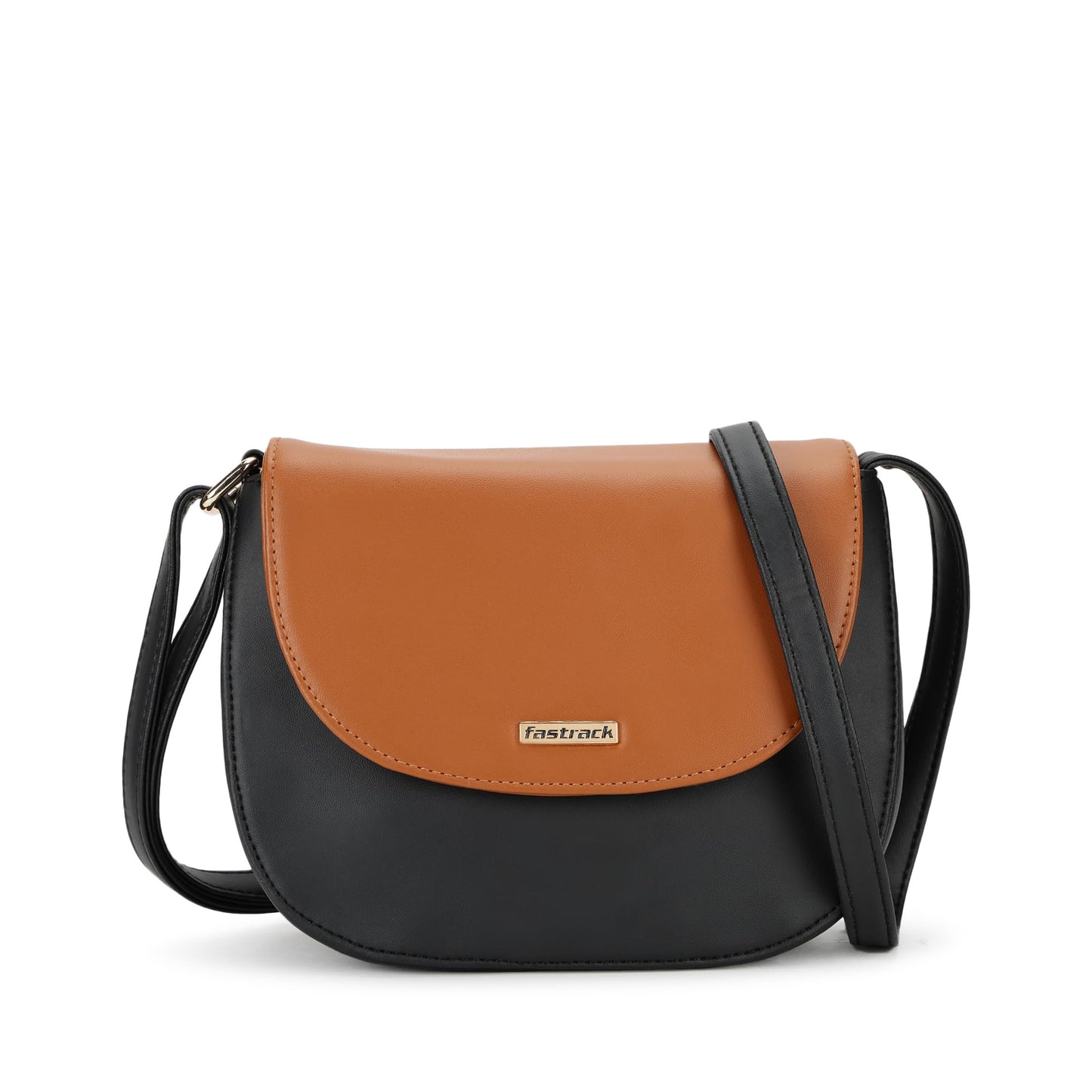 Fastrack Double Compartment Sling Bag For Women | Faux Leather Sling Bag With Magnetic Button Closure | Adjustable Shoulder Strap | Trendy Crossbody Bag For Girls | Trendy Handbags, Tan