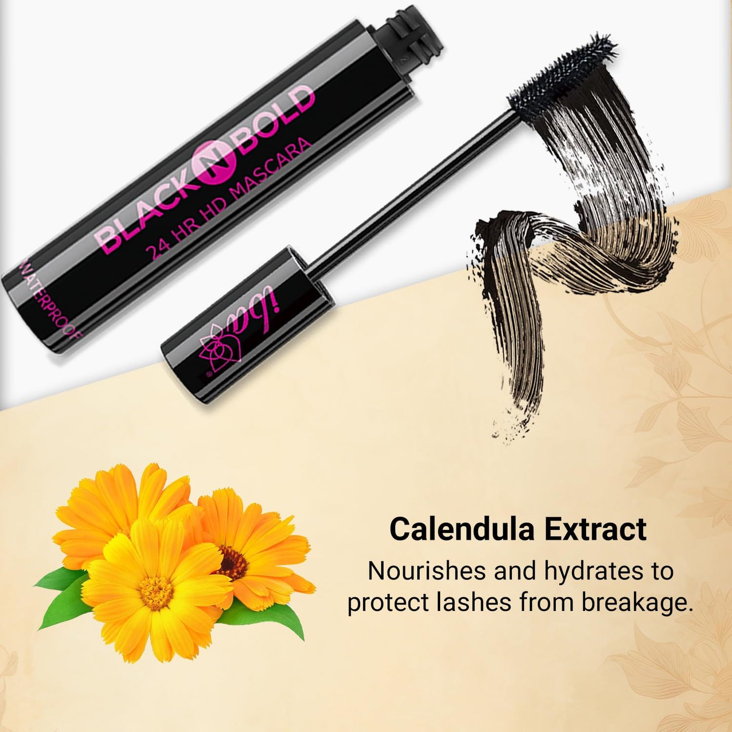 Iba Black N Bold 24 Hr Hd Mascara, Black, 8 ml | Waterproof, Lengthening, Curling, Volumising | 100% Vegan & Cruelty Free