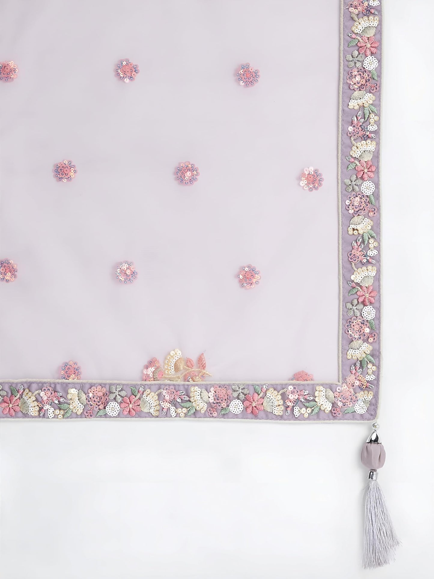 Zeel Clothing Women's Sequins Embroidered Work Soft Net Designer Lehenga Choli With Dupatta (6033-Lavender-Wedding-Lehenga-Choli; Free Size)