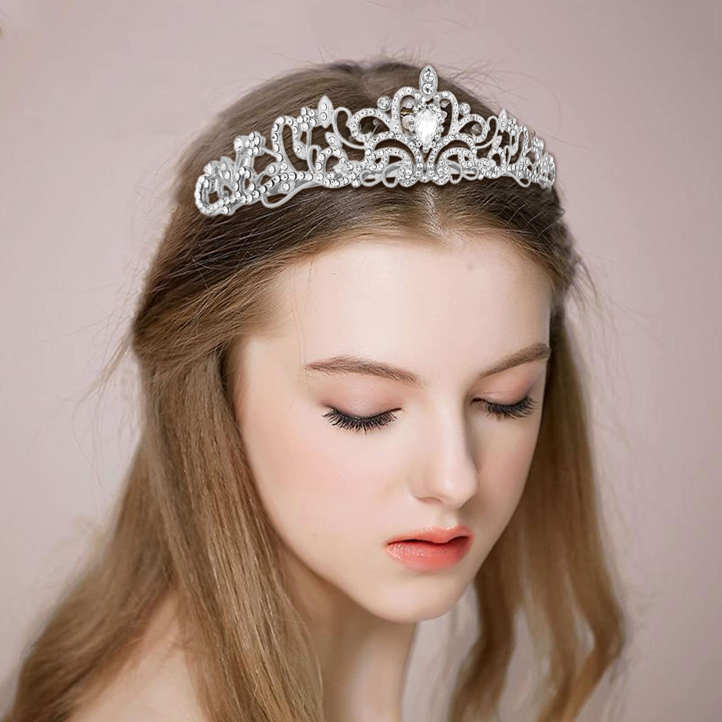 MIVAIUN Silver Crystal Tiara Crowns Tiara Crown Crystal Crown Rhinestone with Comb Wedding Bridal Rhinestone Crown Bridal Wedding Prom Birthday Tiara Cosplay Party Costumes for Women Girls, 18CM,