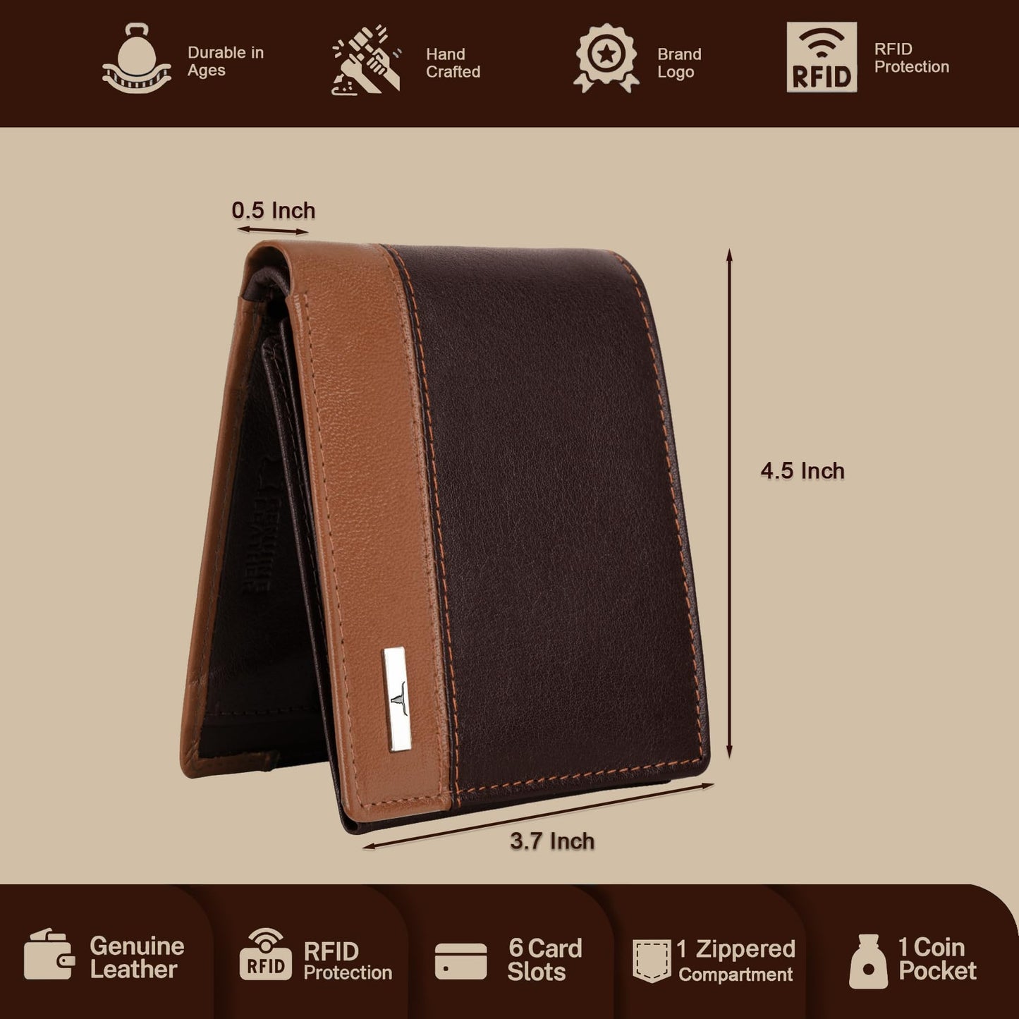 URBAN FOREST Seattle Brown/Cognac Leather Wallet for Men